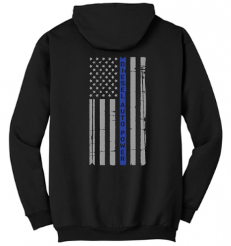 DAP Black Hoodie with Blue Line Flag-xl